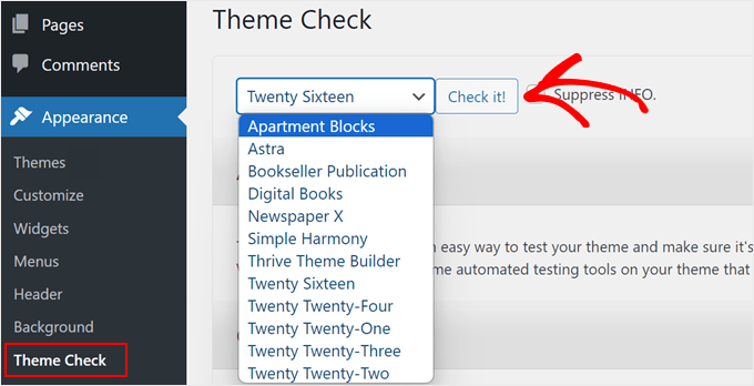 Theme Check 플러그인을 사용하여 테마와 최신 표준의 호환성 확인